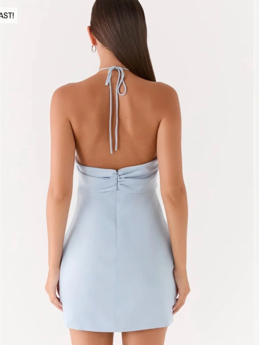 Peppermayo Pale Blue Halter Pearl-Detail Mini Dress - Picture 4 of 4